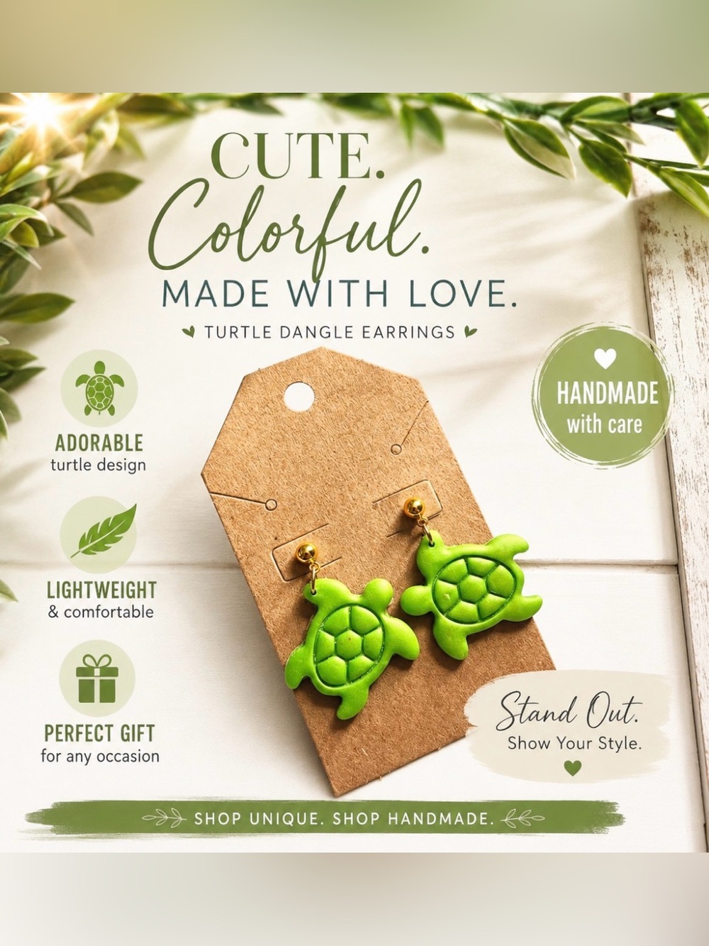 Green Turtle Earrings